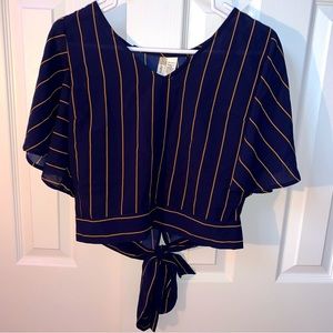 JAPNA Tie Back Lightweight Short Sleeve Blouse | Women’s Size M